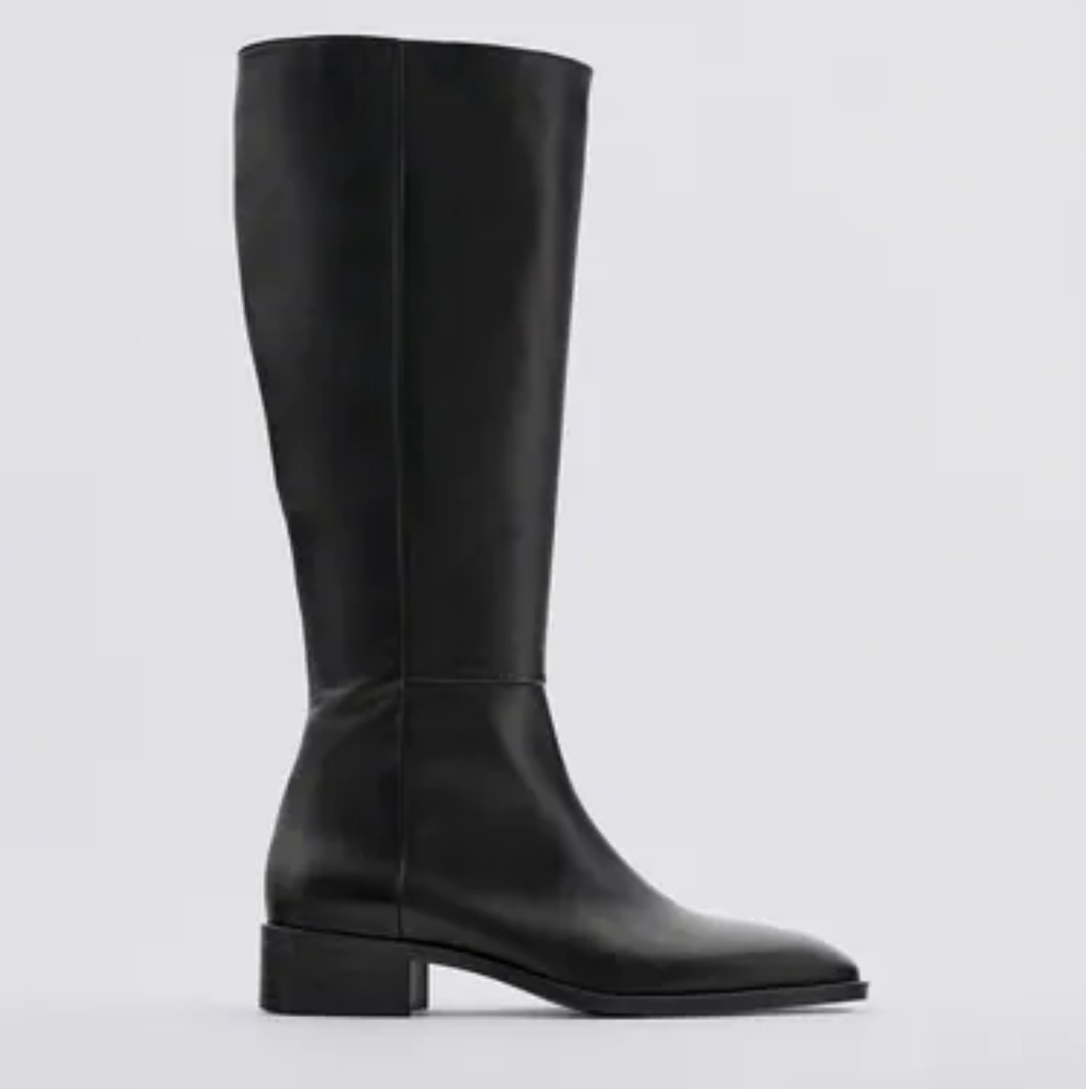 Zara flat leather boots